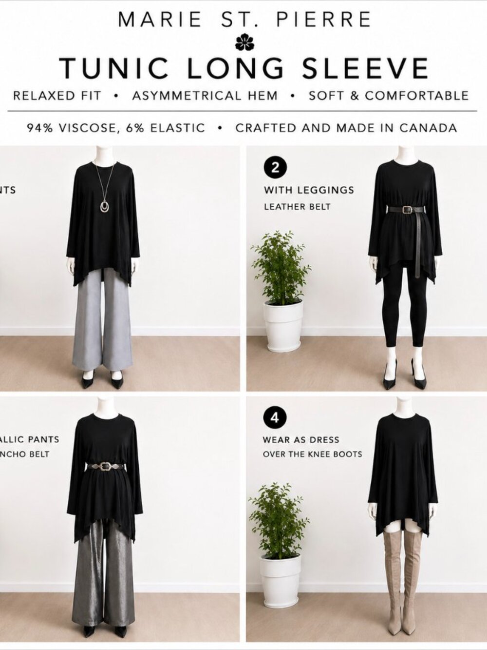 Maison Marie Saint Pierre Black Asymmetrical Tunic | Made in Canada